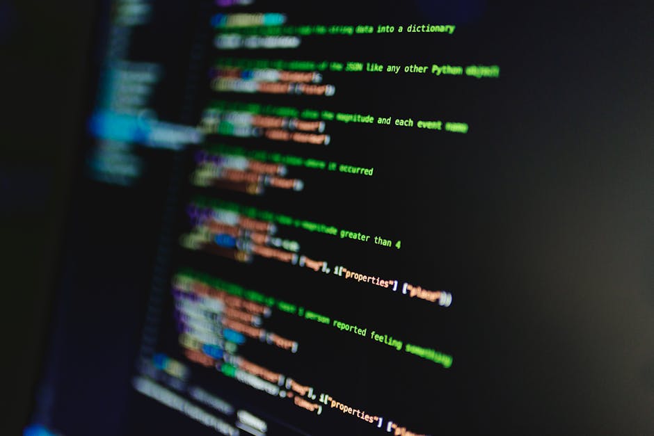 Colorful lines of code on a computer screen showcasing programming and technology focus.