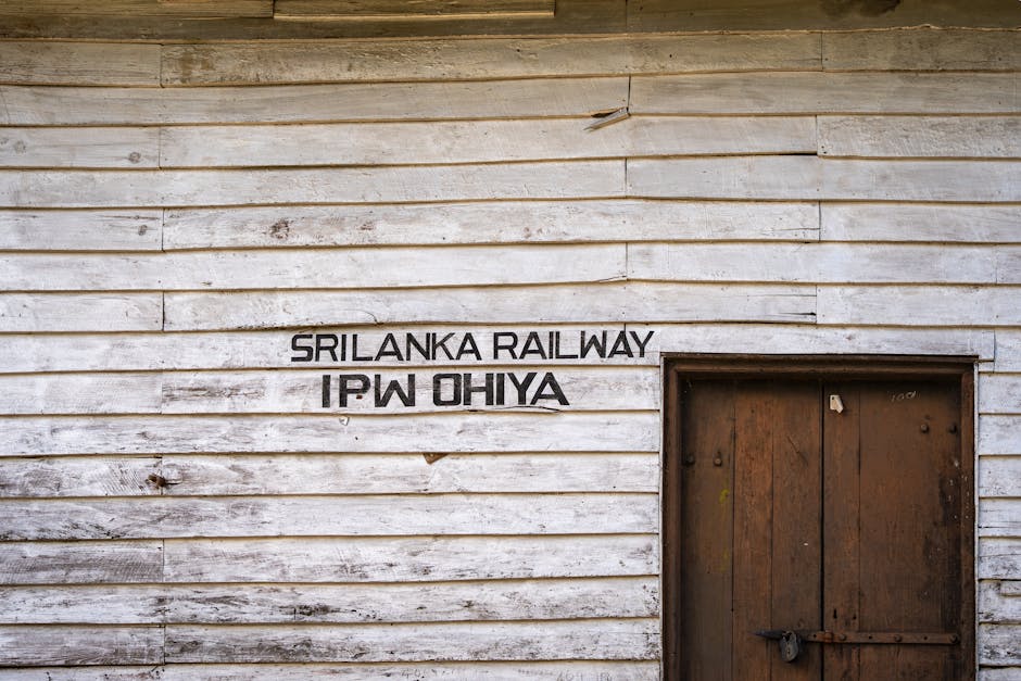 Close-up of weathered wooden wall at IPW Ohiya Sri Lanka railway station.